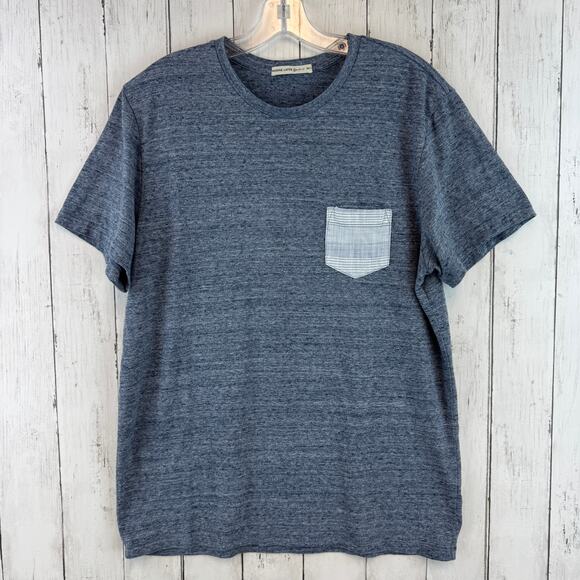 Marine Layer Blue/Gray Re-Spun Contrast Pocket Short-Sleeve T-Shirt Size M/L - Picture 1 of 10
